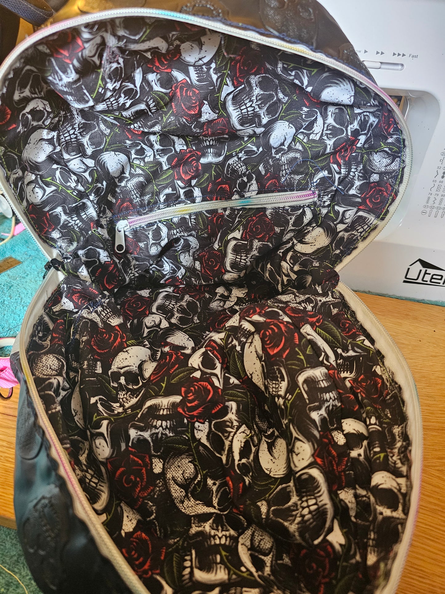 Totenkopf Rucksack mit Geldbörse,